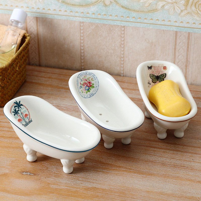 ins Nordic drain soapbox creative personality cute soap dish bathroom ceramic Soap Box Makeup Room Soap