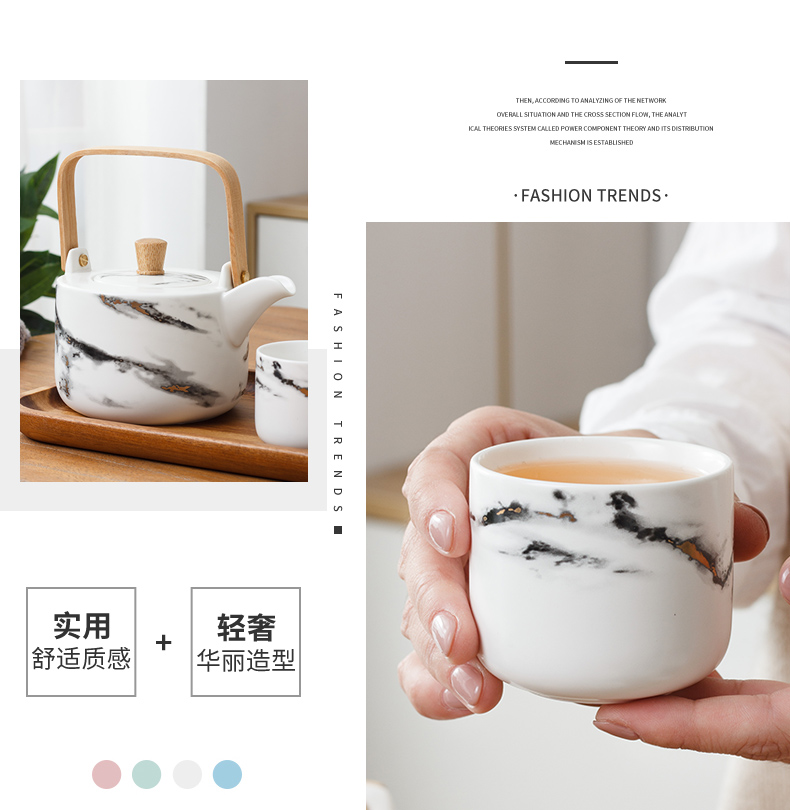 The Small Japanese ceramic tea set home sitting room is contracted teapot teacup travel a whole set of kung fu tea set