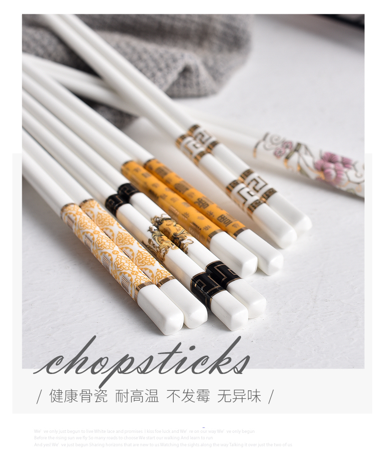 Ipads China chopsticks sets of household antiskid mouldproof high - temperature European top ceramic tableware family 10 pairs of gift boxes