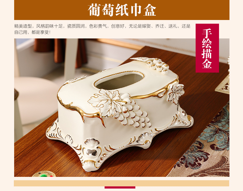 Tissue box European - style key-2 luxury furnishing articles multifunctional smoke box sitting room adornment of pottery and porcelain mobile phone remote control boxes