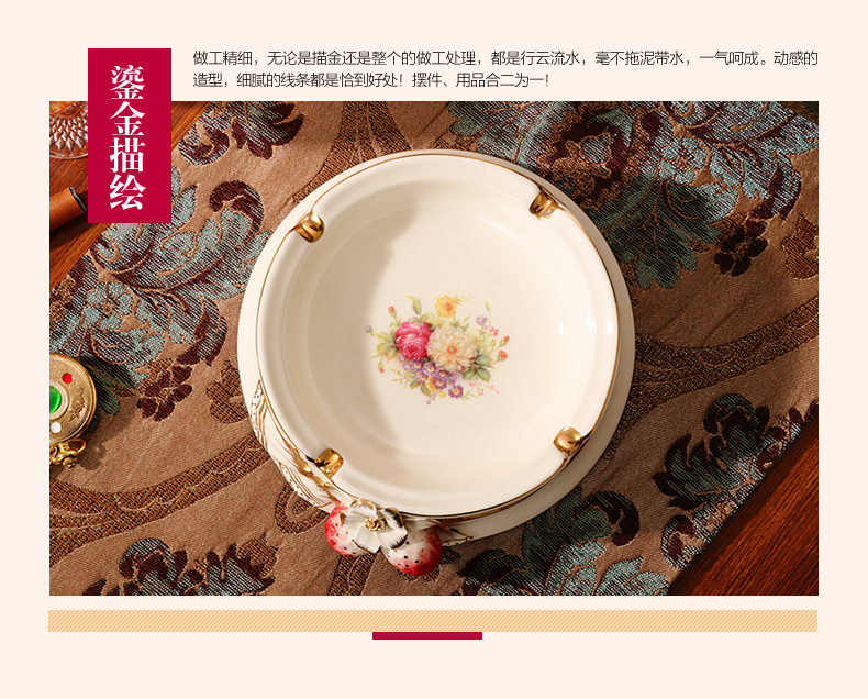 Ceramic ashtray European - style key-2 luxury high - grade red strawberry creative move smoke plate sitting room tea table ashtray decorative furnishing articles