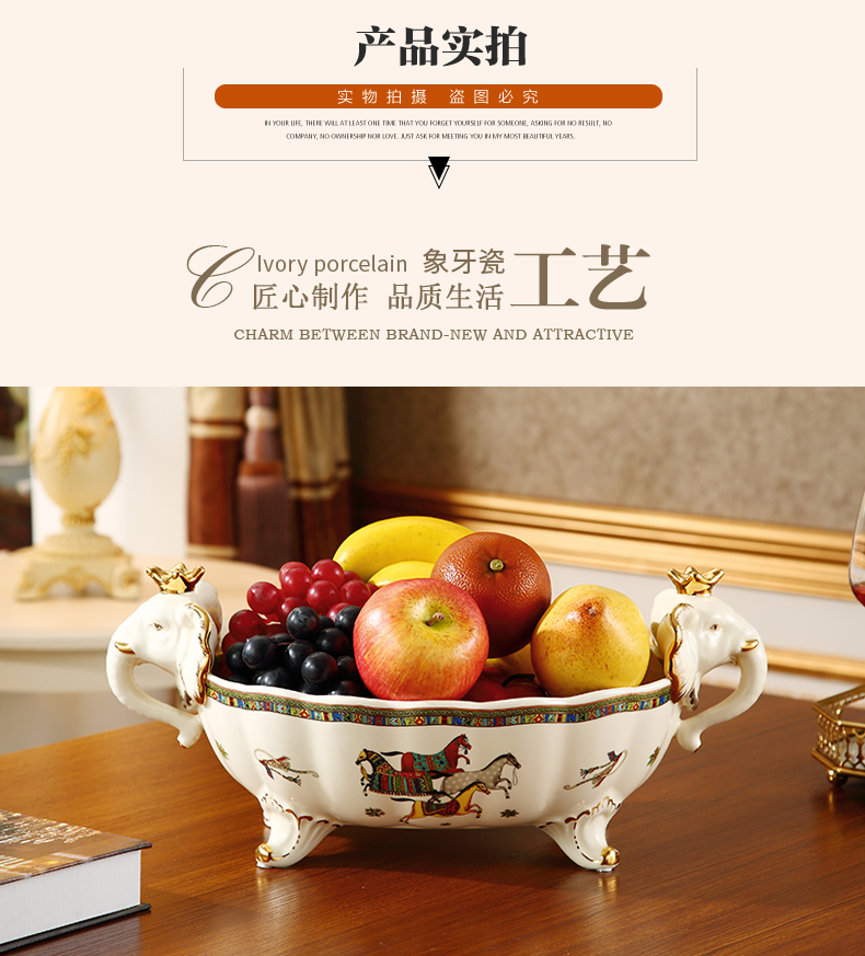 American creative key-2 luxury household ceramic bowl move bowls of Europe type restoring ancient ways decorative fruit bowl sitting room tea table furnishing articles