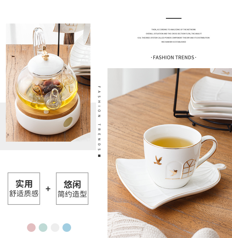 Based heating English afternoon tea fruit cups ceramic teapot set ou tea set household heat resistant glass