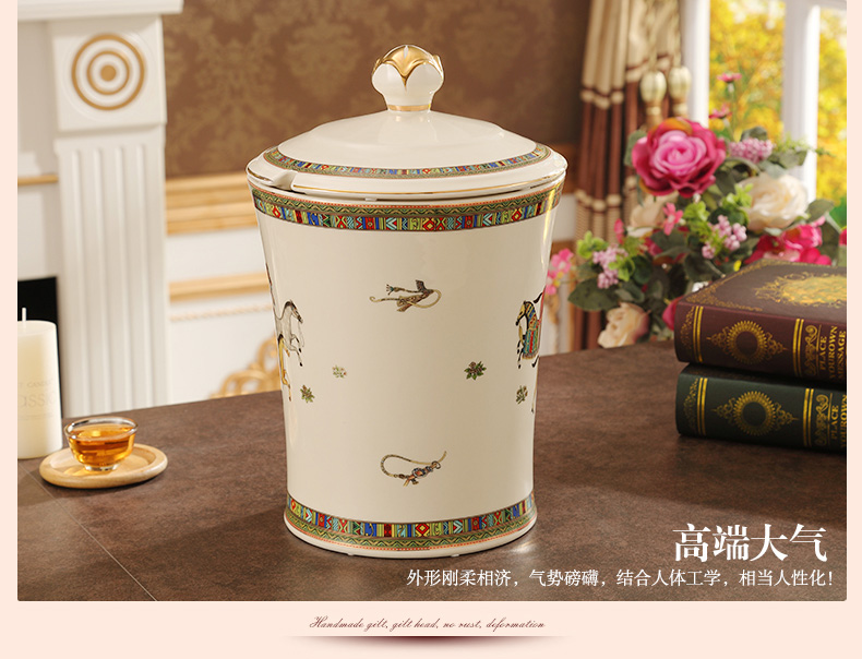 European ceramic trash as cans sitting room wastebasket dross barrel wastewater creative study bedroom decoration furnishing articles