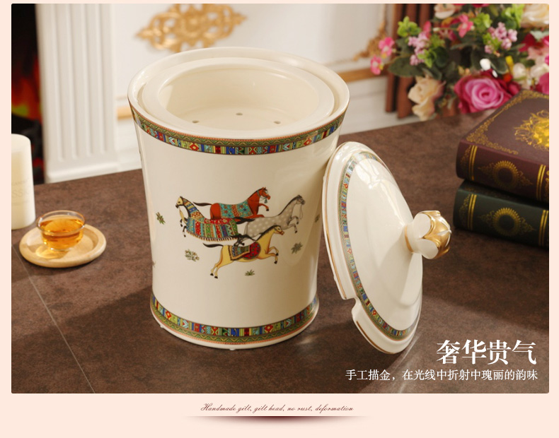 European ceramic trash as cans sitting room wastebasket dross barrel wastewater creative study bedroom decoration furnishing articles