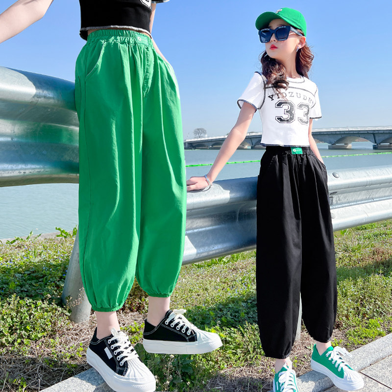 Girl pants Summer thin section 2022 New summer clothing CUHK Tong Leisure lantern Long pants Spring Summer children Anti-mosquito pants