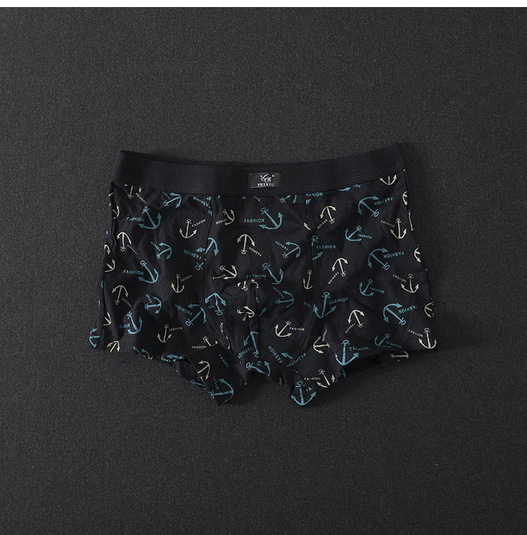 Đồ lót nam chính hãng, thủy triều giản dị, quần đùi boxer, thắt lưng giữa, đồ lót nam, bốn hộp quần lót nam thun lạnh