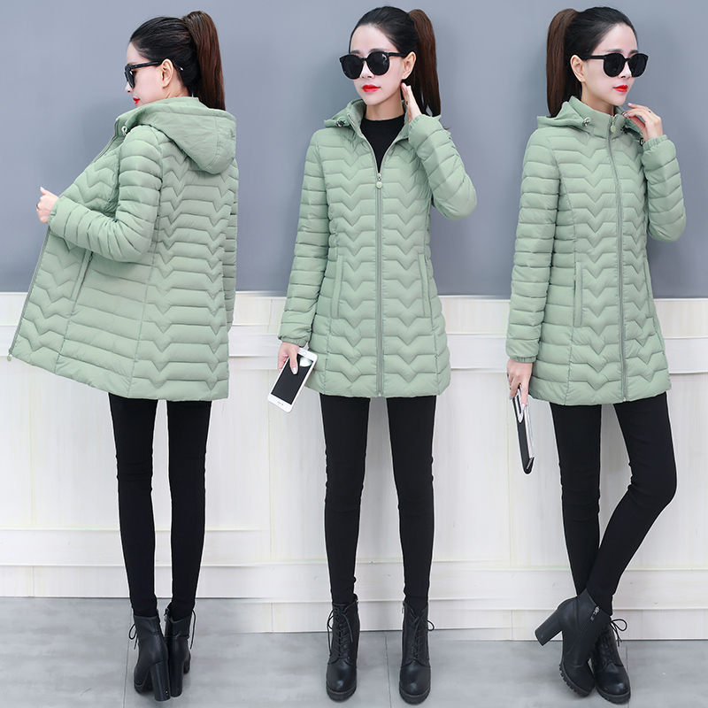 2021 new cotton-padded women's long version large size slim middle-aged cotton-padded jacket padded down cotton-padded jacket mother winter coat