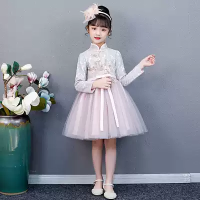 Girl Princess children's suit dress style puffy gauze skirt 9 cheongsam 8 Spring and Autumn 7 autumn dress 4 Autumn 5 years old 6