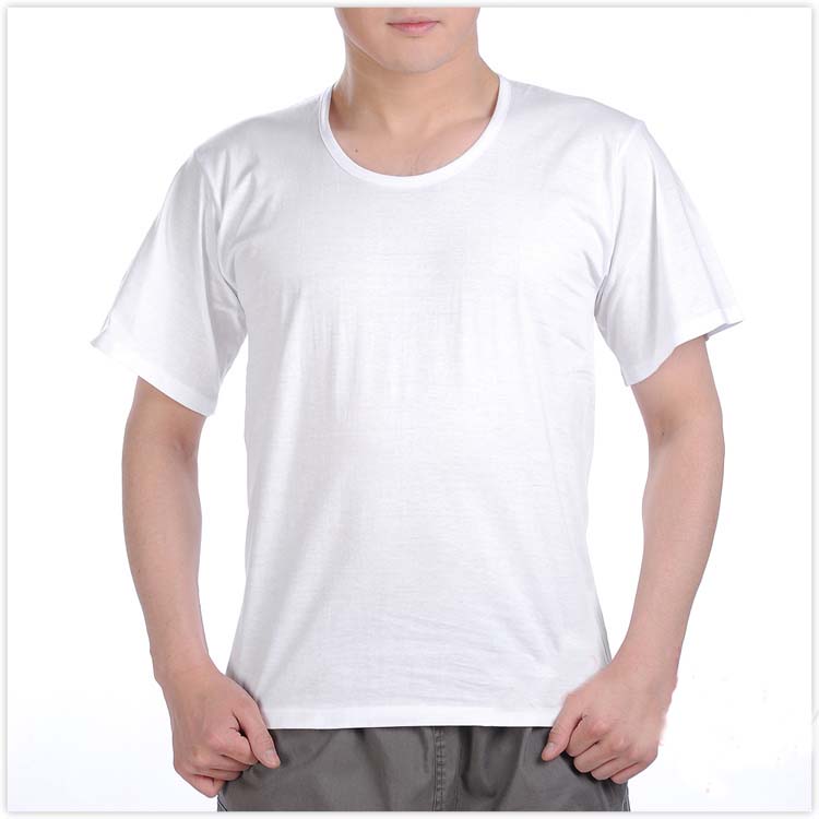 Cũ áo sơ mi cotton trung niên nam ngắn tay t-shirt kích thước lớn tự trồng vòng cổ lỏng thanh niên đáy áo vest