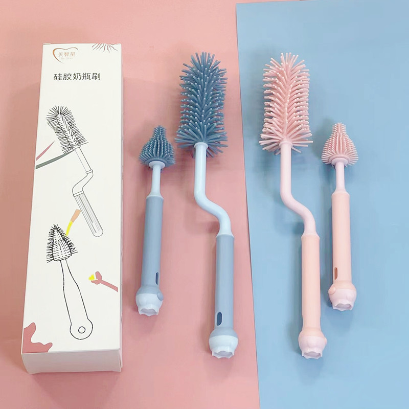 Silicone Milk Bottle Brushed Baby Pacifier Brush Sponge Brush Rotary Washing Bottle Brush Rinse Cleaning Brush Cleaning Brush Suit-Taobao