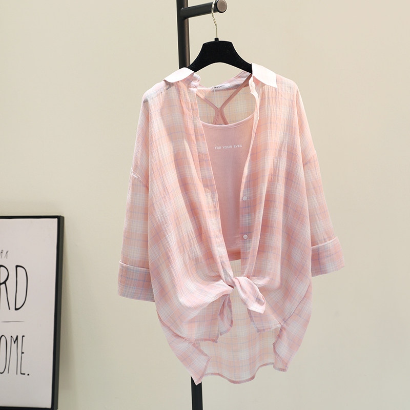 Hong Kong Tide Card 2022 New Online Red Fashion Shirt Cardiovert Cotton Linen Shirt Harness Two-style blouse