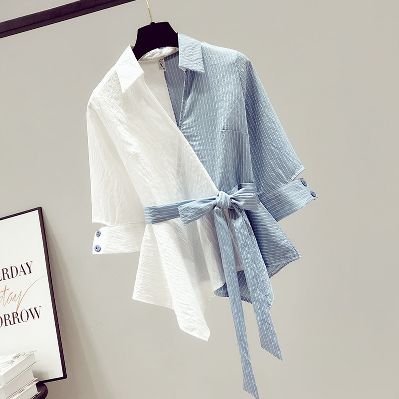 ocnltiy 2023 new blouses with slim fit 100 lap shirt design Irregular Retro Lady Shirt Woman-Taobao