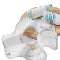 嫚熙婴儿纯棉花瓣口水巾3条装