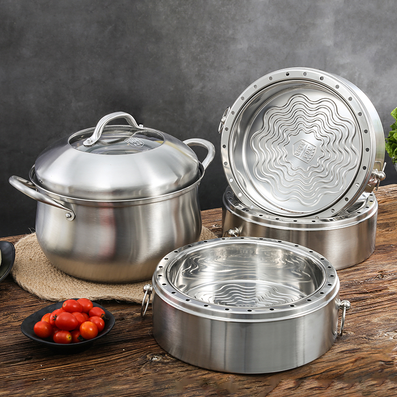 Steamer detachable Germany 304 stainless steel thickened three-layer four-layer steam cooker home induction stove Gas cooker General-Taobao