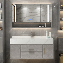Marble bathroom cabinet combination rock board Intelligent light luxury modern simple sink Wash toilet Wash basin