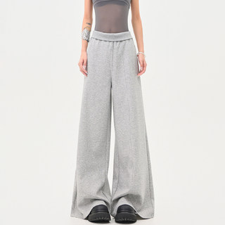 Ken Studio American-Style Gray Casual Pants Sweatpants for Women, New High-Waisted Straight-Leg Sports Pants, Wide-Leg Pants for Summer and Autumn