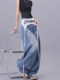 Ken Studio Tall Lace Trim Layered Ripped Scimitar Jeans Women's Wide-Leg Floor-Length Pants