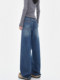 KEN STUDIO autumn and winter plus velvet retro washed wide-leg jeans women's high-waisted straight loose slimming floor-length pants