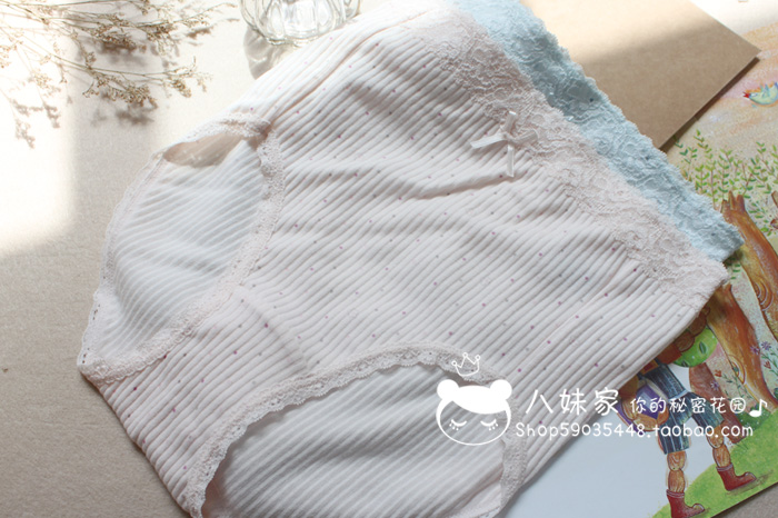 Mềm mại và thoải mái 100% cotton ren nơ điểm cao eo ngắn đồ lót dành cho những cô nàng màn hình phẳng