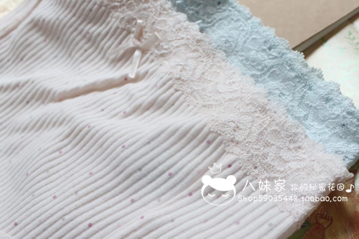 Mềm mại và thoải mái 100% cotton ren nơ điểm cao eo ngắn