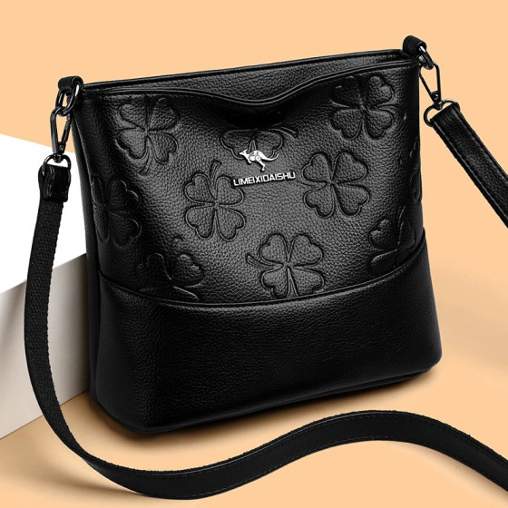 真皮水桶包包女2025新款时尚中年妈妈包气质软皮大容量单肩斜挎包