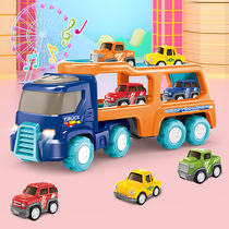 Large city transport vehicle Music light inertia storage return car double-layer fire engineering vehicle boys and girls toys