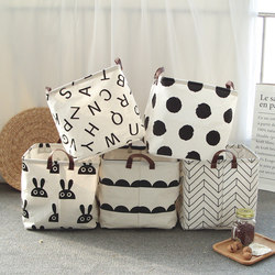 ins Wind Household Fabric Cotton and Linen Dirty Clothes Sundry Storage Basket Square Box Foldableing Toy Storage Basket Storage Box