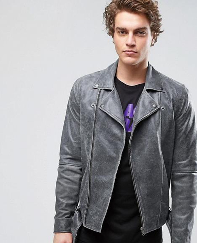 Clearance Sale Asos Leather Jacket Vintage Distressed Genuine Leather Jacket with Belt Trendy Brand