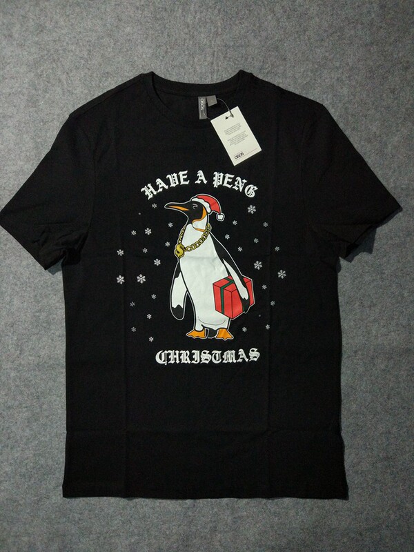 In Stock Asos T-Shirt Christmas Penguin Print Pure Cotton Casual New Men's Authentic Round Neck T-Shirt