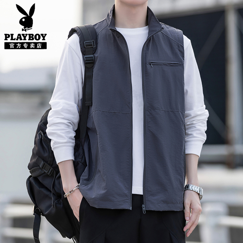 Playboy Vest for Men, Multi-Pocket Thin Jacket, Outdoor Fishing Workwear, Loose Vest for Men