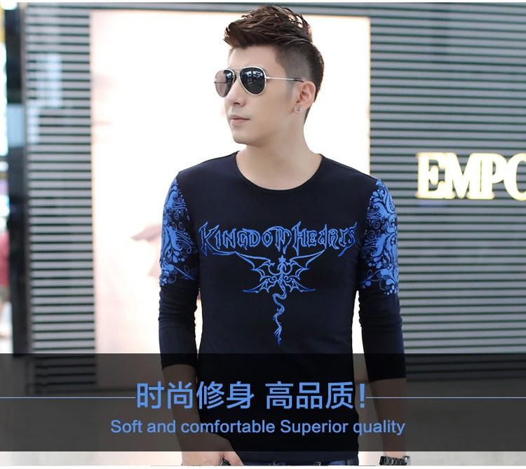 Áo sơ mi thu đông 2018 đáy áo thun nam tay dài cộng với nhung cộng với phân bón XL cotton ấm áp áo thun mùa thu mua áo thun nam