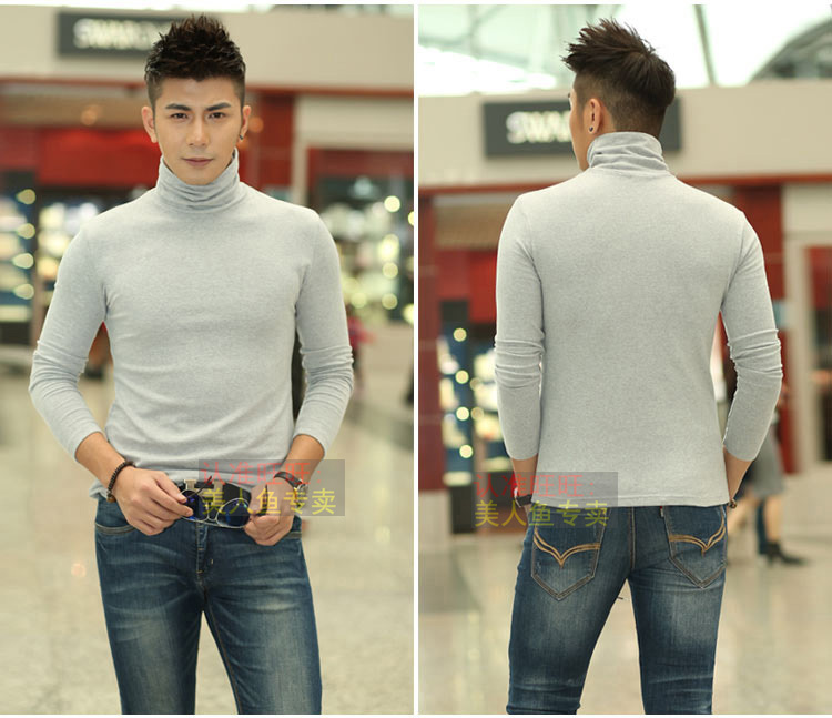 Mùa thu đông cao cổ áo sơ mi nam t-shirt Áo thun cotton mỏng, quần dài tay giản dị áo thun adidas
