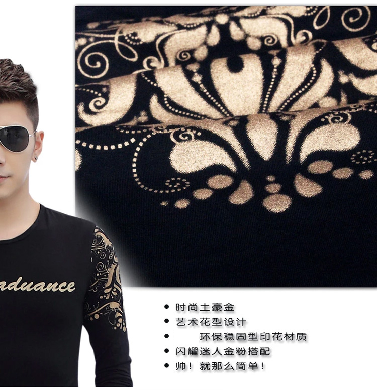 Áo sơ mi thu đông 2018 đáy áo thun nam tay dài cộng với nhung cộng với phân bón XL cotton ấm áp áo thun mùa thu mua áo thun nam