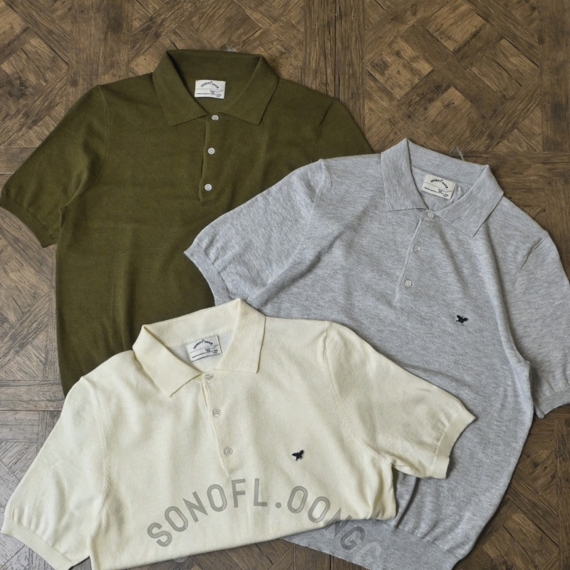 Sonofl Vintage Mulberry Silk Italian Polo Short-Sleeve Collared T-Shirt Wool Old Money Style Lp American Style