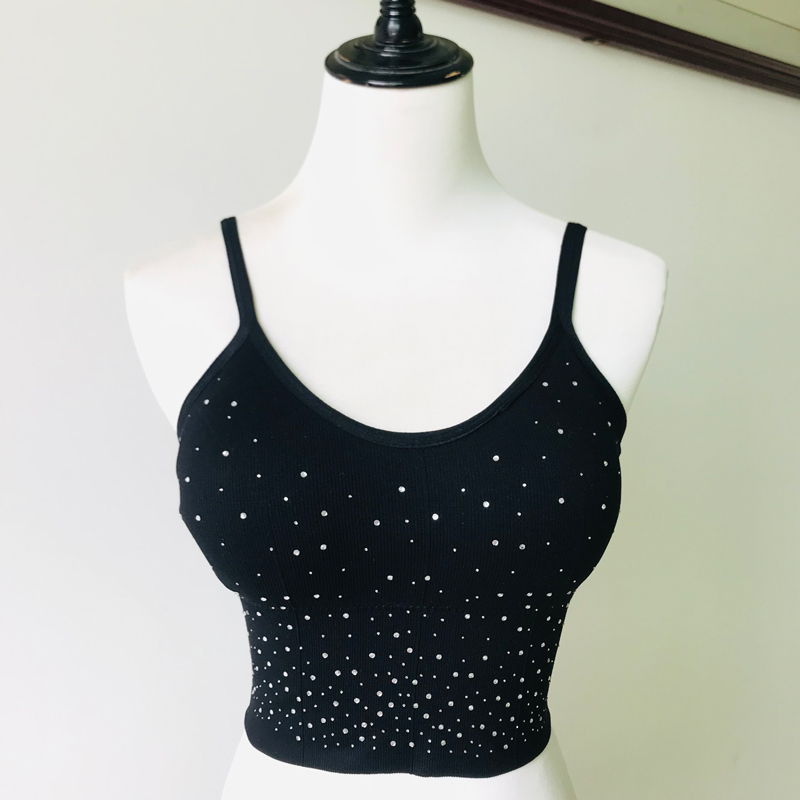 Belly Dance 2022 Spring and Summer New Oriental Dance Sweater Hanging Drilling Vest Beauty Beauty Brast