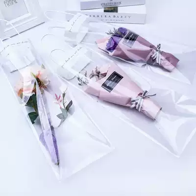 ins single bag Rose tote bag transparent bag subnet red flowers flower Valentine's Day material flower shop packaging