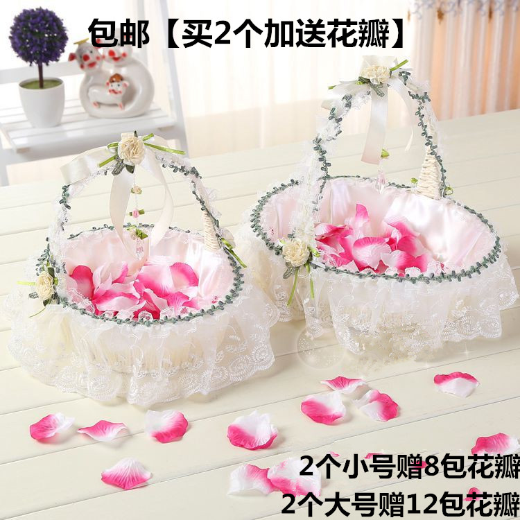 Quality wedding wedding wedding flower basket portable gift basket Wedding flower girl small flower basket sprinkled petals flower basket Fruit basket