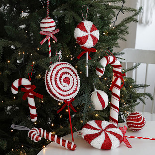 Christmas decorations red striped special-shaped pendant cane lollipop shape christmas tree decoration accessories