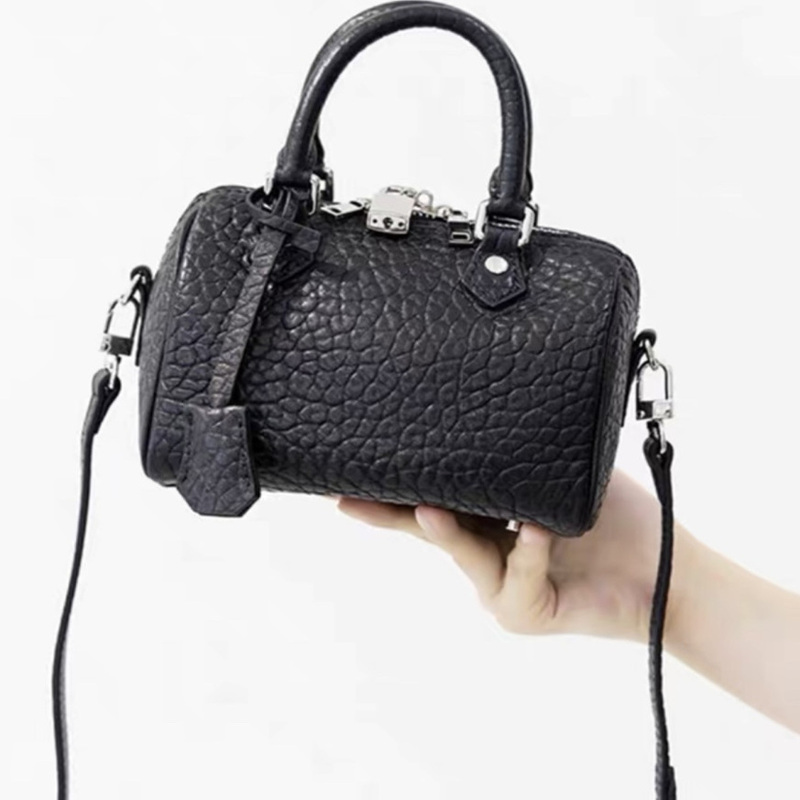 High-End 2026 New Pillow Bag Imported from Wild Buffalo Leather Boston Shoulder Crossbody Handbag Mini Pillow Bag for Women