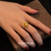 Golden sparkling full diamond small V imitation pearl ring for women