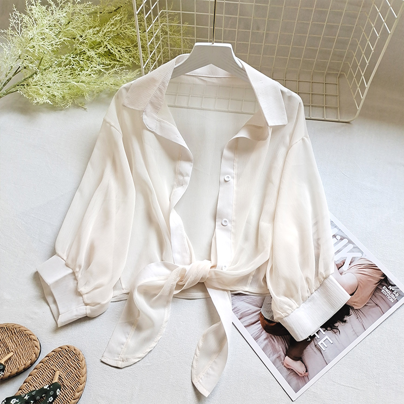 2020 mùa hè mới nhỏ khăn choàng kiểu sling váy nắng kháng cardigan phụ nữ là một nàng tiên hàng đầu siêu cổ tích