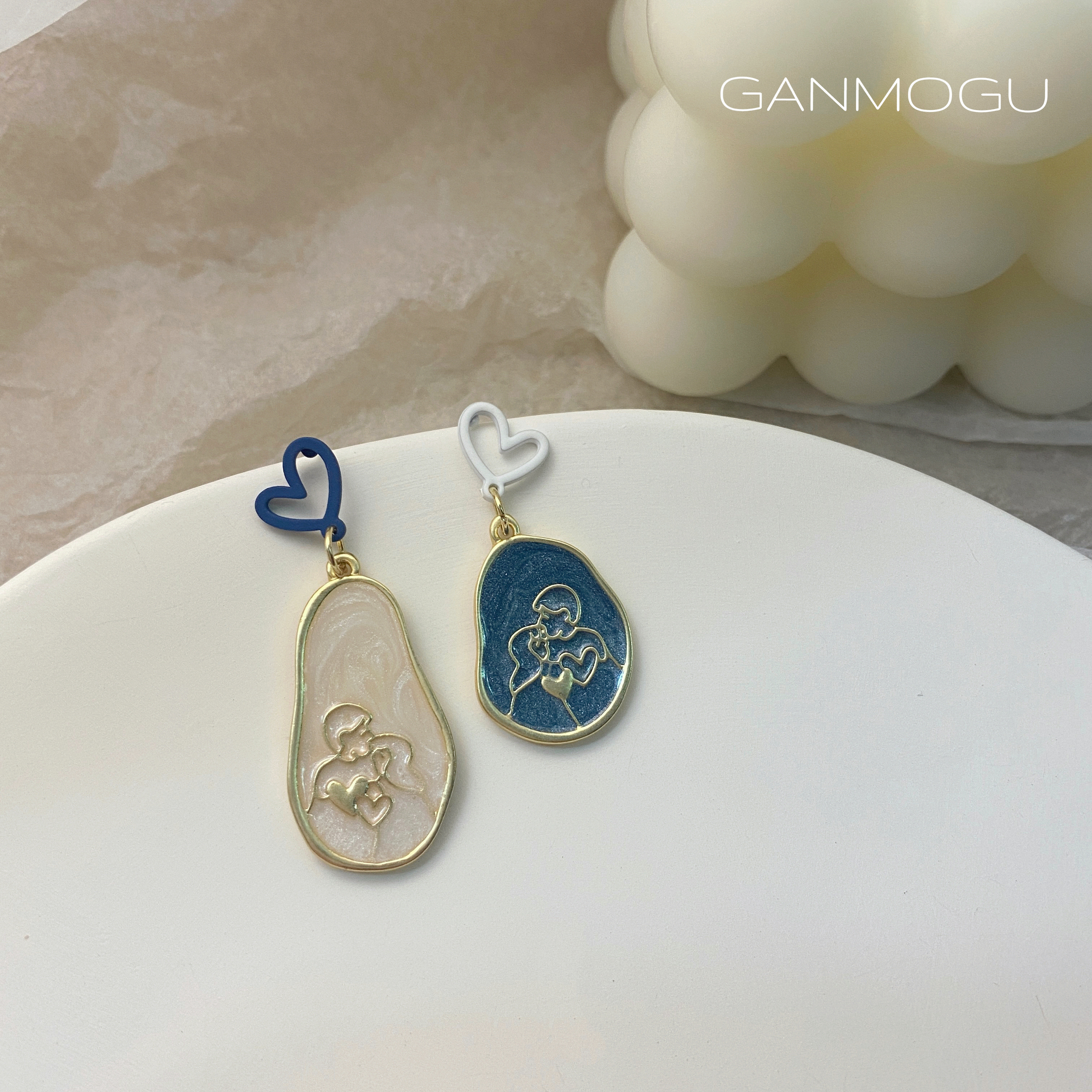 GANMOGU design new earrings female asymmetric ear pin simple ear clip light luxury fashion simple retro Japan and South Korea