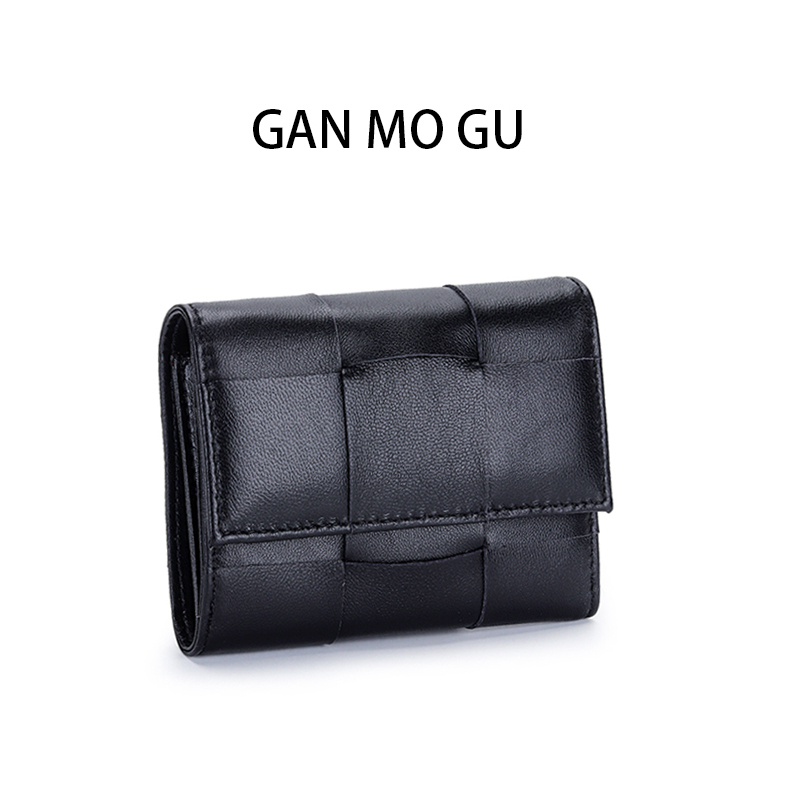 Ganmogu High-End Woven Short Wallet for Women, Sheepskin 70% off Card Holder, Large Capacity, Multiple Card Slots, Coin Purse~