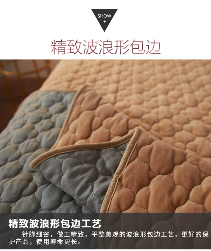 Mùa đông pha lê nhung trải giường hai mặt dày quilted trơn duy nhất san hô nhung giường chăn chăn ngủ mat chăn