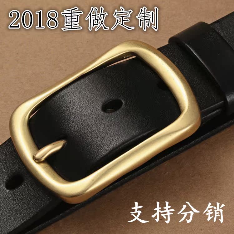 Thắt lưng nam pin khóa da thanh niên lớp đầu tiên đai da vành đai nam đai trung niên retro giản dị vành đai nam - Thắt lưng gen nịt bụng
