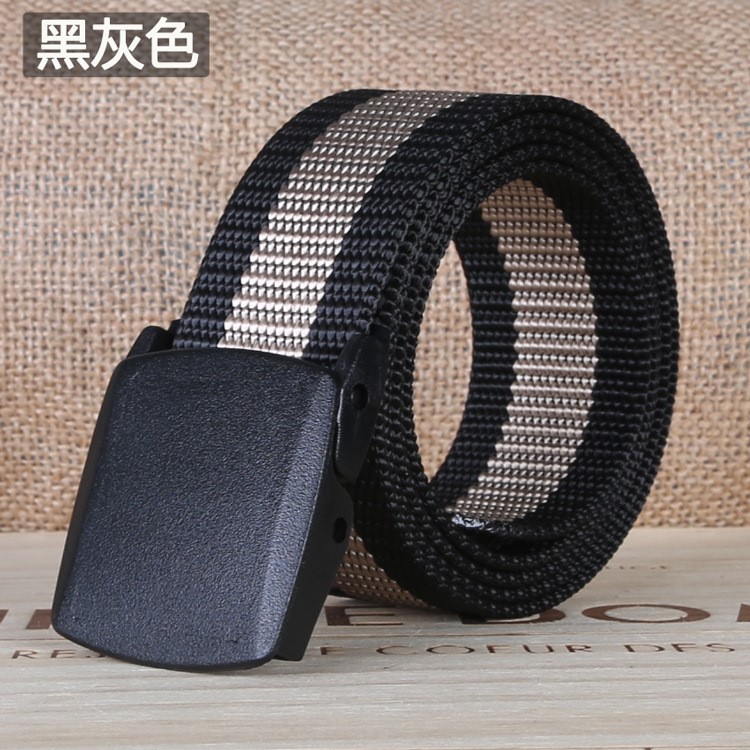 Thắt lưng vải không có đai kim loại Khóa nhựa Dây đai vải vành đai thể thao nam giản dị - Thắt lưng day nit