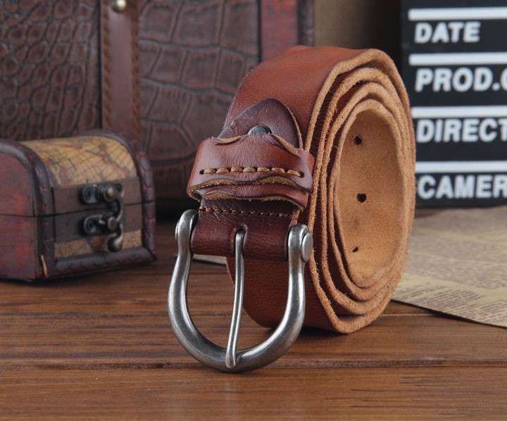 Nhà máy trực tiếp retro da cũ nếp gấp lớp vành đai nam rửa đai nam một thế hệ - Thắt lưng thắt lưng