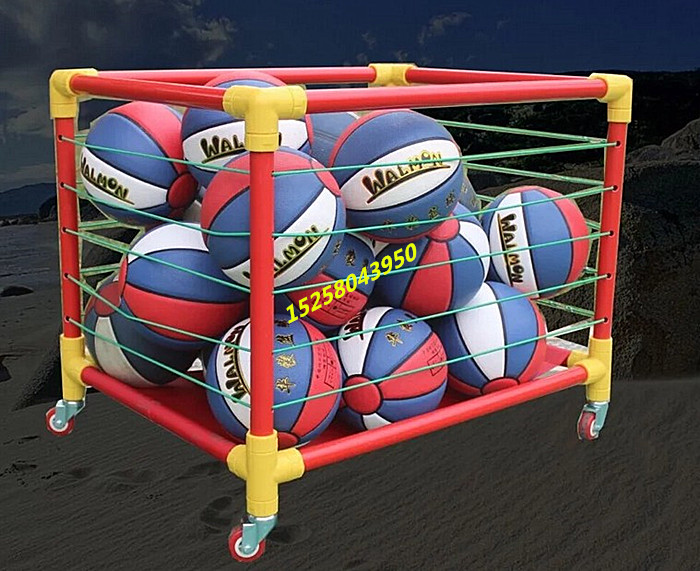 Kindergarten placing ball holder leather ball containing basket moving ball frame ball frame with ball frame basket ball frame football frame basketball car