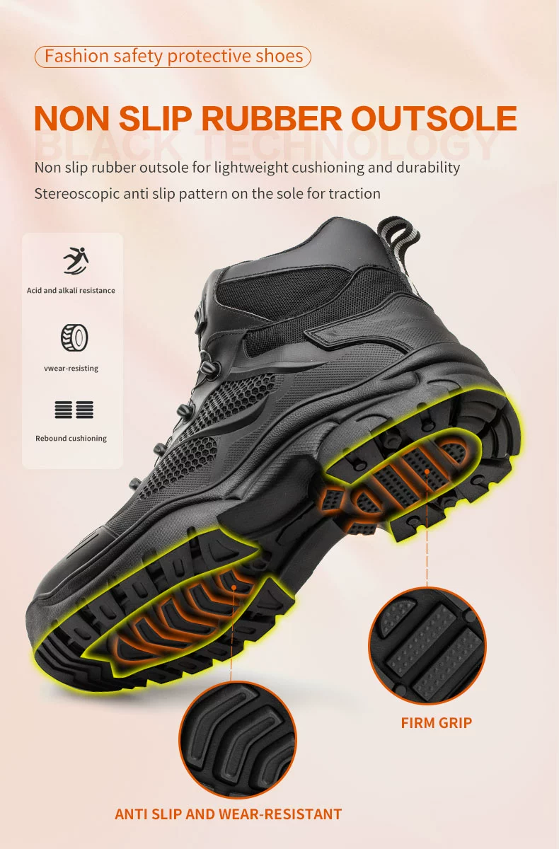 High-grade imported labor insurance shoes for men, high-top, anti-smash, anti-puncture, wear-resistant and safe for construction site work, all-season anti-nail steel toe cap